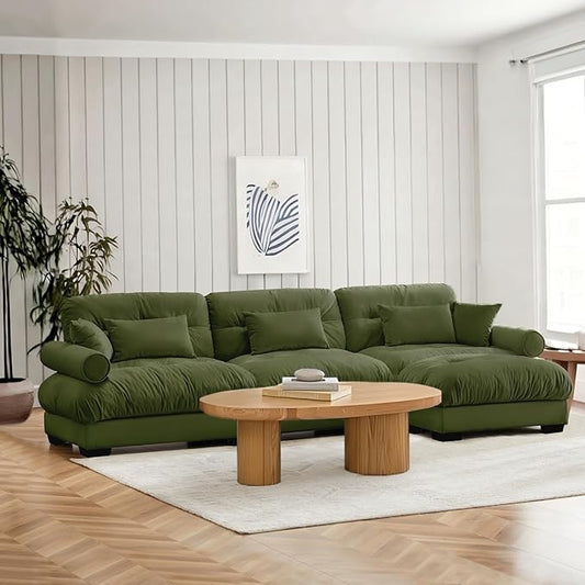 SoarFlash Sectional Sofas Couches for Living Room, L Shaped Couch Sofa Set, Small Couches for Small Spaces, Apartment with Movable Ottoman, Green