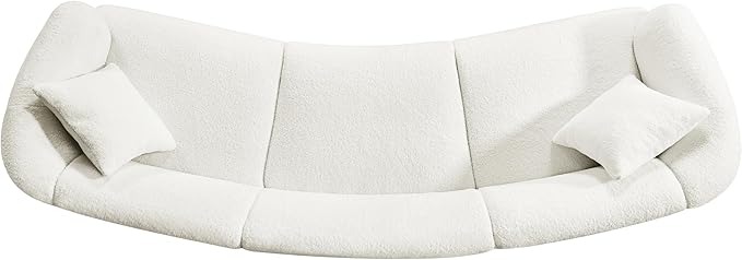 Merax 98.5" Modern 3 Seater Curved Sofa, Luxury Boucle Fabric Sofa, Minimalist Cozy Cloud Couch for Living Room, Bedroom, Apartment, Home Office, Beige