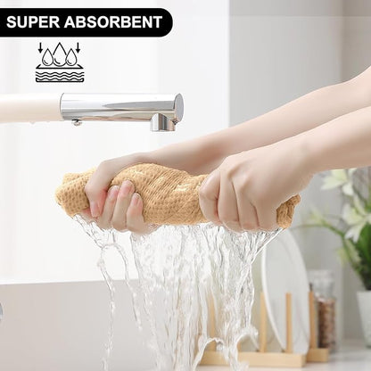 Homaxy 100% Cotton Kitchen Towels and Dishcloths Set, 12 x 12 Inches and 13 x 28 Inches, Set of 10 Bulk Kitchen Towels Set, Ultra Soft Absorbent Dish Cloths for Washing Dishes, Apricot