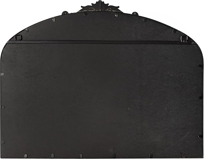 Kate and Laurel Arendahl Ornate Traditional Arched Mirror; 36 x 29; Black; Decorative Baroque Style Arched Wall Mirror with Wide Frame and Crown