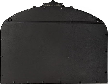 Kate and Laurel Arendahl Ornate Traditional Arched Mirror; 36 x 29; Black; Decorative Baroque Style Arched Wall Mirror with Wide Frame and Crown