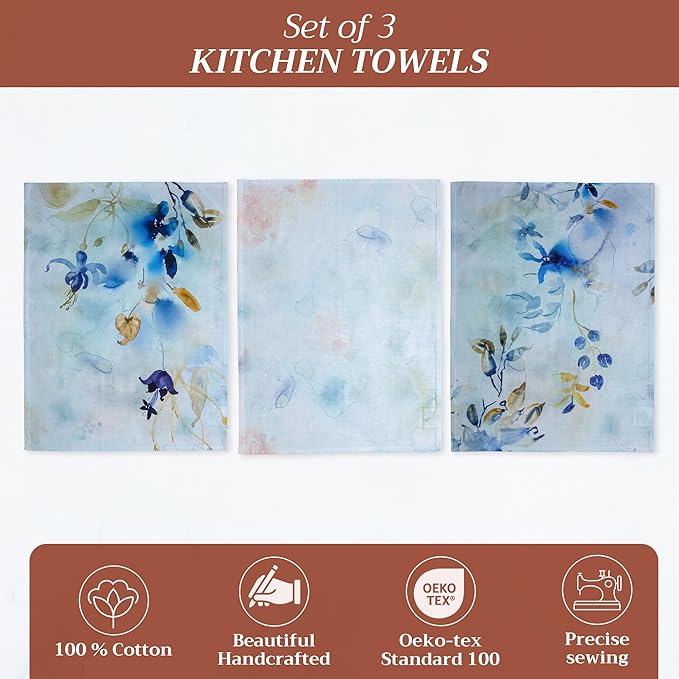 Maison d'Hermine Dish Towels 100% Cotton Absorbent Lazy Summer Days Set of 3 Spring Summer