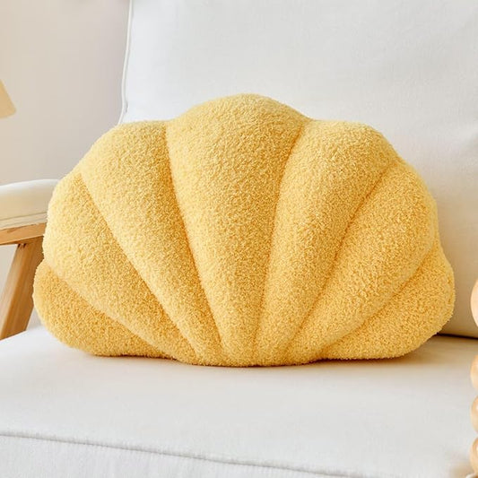 Yellow Seashell Throw Pillows, Shell Shaped Throw Pillows, 13 Inch Soft Home Decorative Pillow Plush Cushion for Bed Couch Living  Room Decor Accent Throw Pillow