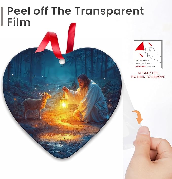 Baptism Gifts for Boys or Girl,Christmas Ornaments for Christmas Tree Decorations Jesus and Lamb Birthday Gift for Women Christian Gifts for Women C-319