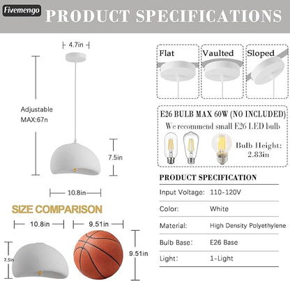 11.8in Small Wabi Sabi Pendant Lights Hanging Lamp Lighting Fixture Ceiling Mount White Modern Japanese Lamp Japandi Chandelier for Dining Living Room Hallway Bedroom Restaurant