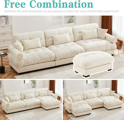 SoarFlash Sectional Sofa Couch, U Shaped Modern Sofa with Solid Wood Legs, Couches Sofas for Living Room Apartment, Comfortable Small Couches for Apartment, Beige