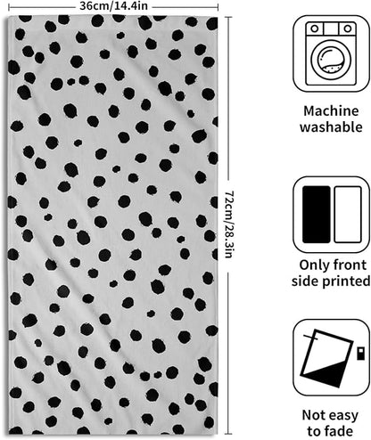 Decorative Hand Towels Set of 2 Black Polka Dot White Guest Towels Boho Modern Absorbent Kitchen 28x14
