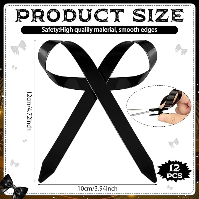 12 Pcs 2025 Metal Christmas Bow Ornaments for Christmas Tree Garland Wreath Bulk Bow with Clip Ornament Vintage Indoor Outdoor Home Xmas Party Decorations, 4 x 5 Inches (Black)