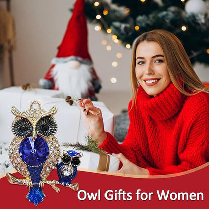 Owl Ornament, Owls Ornaments for Christmas Trees, Beautiful Handmade Metallic Ornament with Rhinestone, Christmas Ornaments for Kids, Girls - Owl Gifts for Women