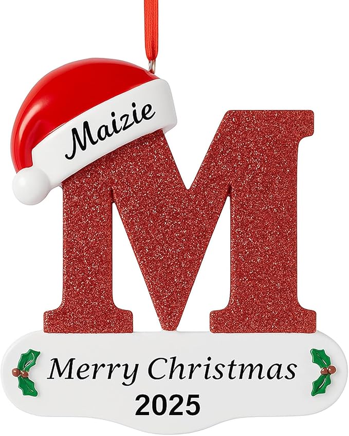 2025 Personalized Initial Christmas Ornaments – MBBEST 3D Letter Ornaments with Name, Custom UV Printed A–Z Initial Ornament for Christmas Tree, Unique Xmas Gifts for Family, Kids & Friends