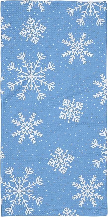 Christmas Bar Towel Quick Dry Microfiber Kitchen Dish Towel Premium Waffle Tea Towel Frosty