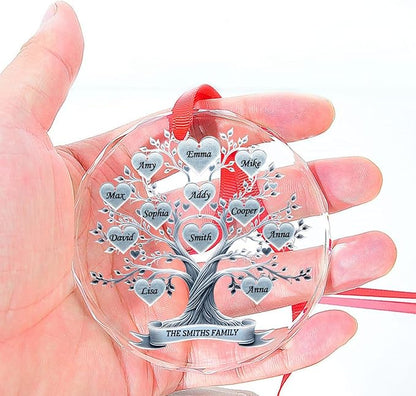 Shaant Personalized Christmas Glass Ornaments 2025, Family Tree Christmas Tree Decoration, Gifts for Family & Friends, Housewarming Gift Ideas