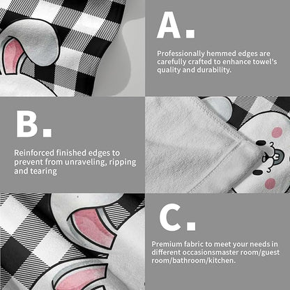 Easter Bunny Hand Towels 2 Pack Pickup Truck Decorative Buffalo Plaid Holiday Soft Absorbent Kitchen 14x28