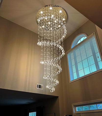 78 Inches Crystal Glam Chandelier Long Light Chandeliers with Dimmable Light Bulbs Gold High Ceiling Pendants Light Fixtures for Foyer Entryway Living Room Stair
