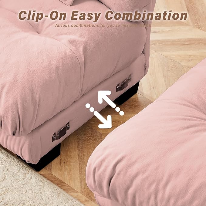 SoarFlash Velvet Sectional Middle Position Sofa, Pink