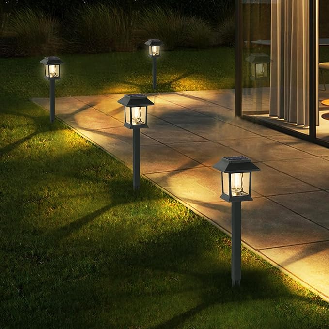 Greluna Solar Lights Outdoor,12 Pack 3000K Waterproof Auto On/Off Solar Pathway Lights for Your Garden, Landscape, Path, Yard, Patio, Driveway,Walkway Decor