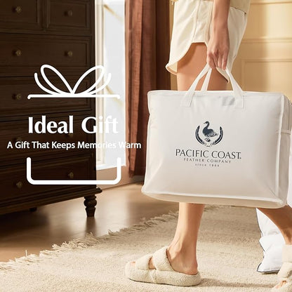 PACIFIC COAST Goose Down Fiber Comforters California King Duvet Insert, All Season White Comforter, 3D Hidden-Stitch Baffle Box Design,8 Tabs, Gifts for Women/Men, Extra Fluffy Luxury Duvet (104"x96")