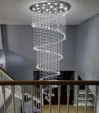 Glam Crystal Chandelier with Dimmable Bulbs High Ceiling Light Fxitures