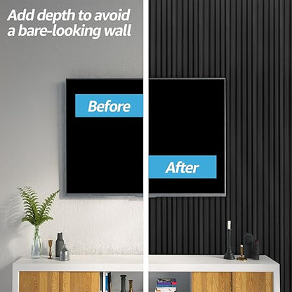 Art3d WPC Slat Wall Panels, 8-Pack 108 x 6 Inch 3D Wall Accents for Interior Wall Decor, Living Room, Bedroom, Black