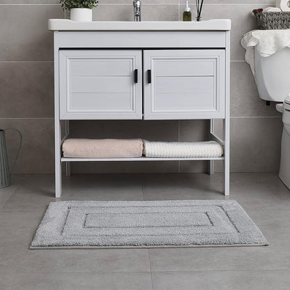 GRANNY SAYS Gray Bathroom Rug, Bath Mat for Bathroom Non-Slip, Super Soft and Water Absorbent, Microfiber Bath Rug, Machine Wash Dry, Bath Rug for Floor, Tub and Shower, 32" x 20"