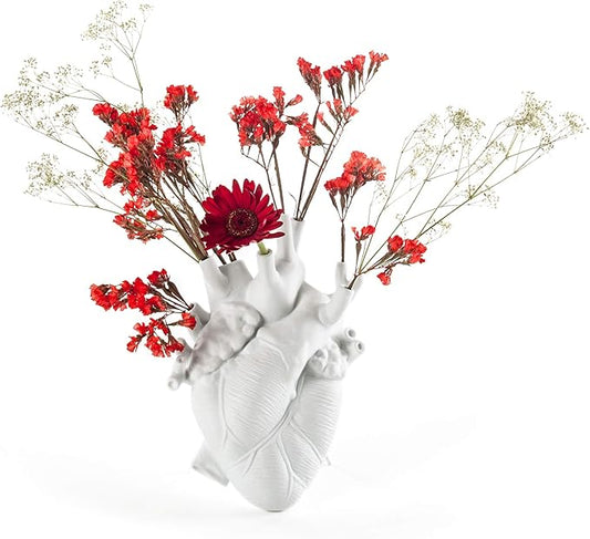 Seletti Love in Bloom Heart Vase, White
