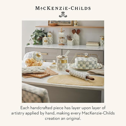 MACKENZIE-CHILDS Everyday Oval Casserole Baker, Cute Oven Baker, Small, Gray-and-White Sterling Check