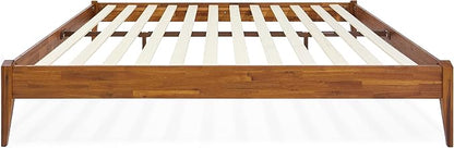 Bme Dinkee 15 Inch Signature Bed Frame Without Headboard - Modern & Minimalist Style with Acacia Wood - 12 Strong Wood Slat Support - Easy Assembly - No Box Spring Needed - Caramel, Full