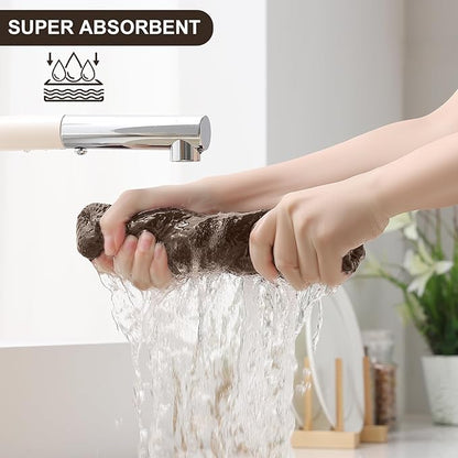 Homaxy 100% Cotton Kitchen Towels and Dishcloths Set, 12 x 12 Inches and 13 x 28 Inches, Set of 10 Bulk Kitchen Towels Set, Ultra Soft Absorbent Dish Cloths for Washing Dishes, Dark Brown