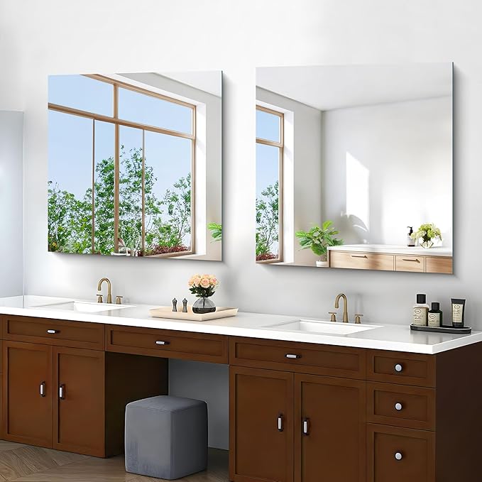 KOCUUY Large Frameless Mirror,36x36 Inch Square Bathroom Vanity Mirror for Over Sink, Upgraded Shatterproof Unframed Design for Bedroom, Living Room, Entryway
