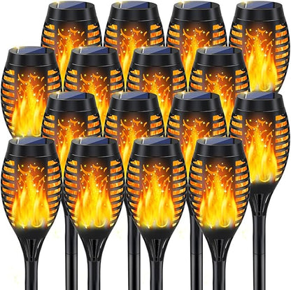 MIUSIKIT 16Pack Outdoor Solar Lights for Yard, Solar Flame Lights for Outside Christmas Decorations, Christmas Light Outdoor Waterproof, Luces Solares para Exteriores for Outdoor Lighting Art