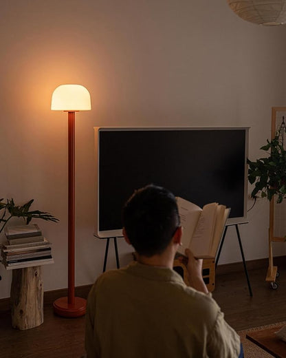 Mushroom Floor Lamp with Remote, 59 Inch Tall LED Dimmable Standing Lamp with Adjustable Color Temperature, Mid-Century Modern Cute Ambient Floor Light for Living Room, Bedroom, Orange