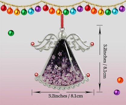XUTAI Angel Christmas Tree Ornament Cherry Blossom Flower Glass Hanging Angel Glass Pendant for Holiday Decoration