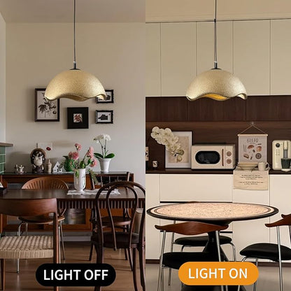 JAYMP 40cm Modern Pendant Light for Dining Room Kitchen Island Light Hanging Lamp E26 Base Japanese Wabi-Sabi Style Bird Nest Shape Lighting Fixture,1 Pack(Matte Gold,D Shape, 40cm/15.7inch)