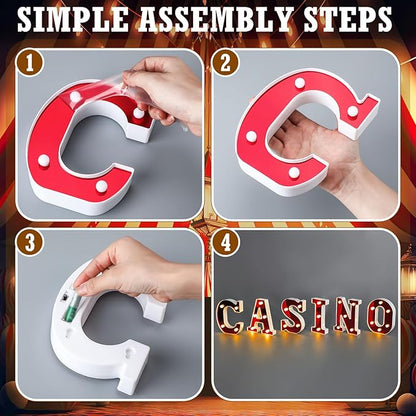 Circus Light up Letters Sign Party Decorations Battery Powered Marquee Lighted Sign LED Alphabet Letter Lights for Christmas Night Party Birthday Home Tabletop Decor Supplies