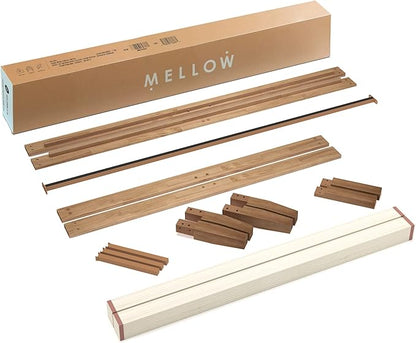 Mellow Naturalista Classic 16 Inch Solid Wood Platform Bed with Wooden Slats, Natural Pine, Queen