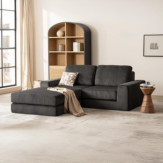 80.31‘’ Boneless Couch Cloud Modular Sectional Couches for Living Room, Modern Oversize L-Shape Sofa with Deep Seat, Modular Loveseat with Ottoman, No Assembly Required