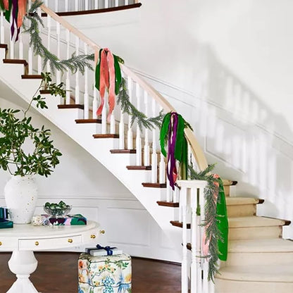 2 Pack Artificial Christmas Garland Decoration 5.9 Ft Norfolk Pine Garland Winter Garland for Fireplace Stairs Cabinet Home Table Outdoor Decor