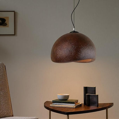 JAYMP 40cm Wabi Sabi Pendant Light for Dining Room Kitchen Island Farmhouse Hanging Lamp E26 Base Japanese Style Bird Nest Shape Lighting Fixture (Dark Brown,B Shape, 40cm/15.7in)