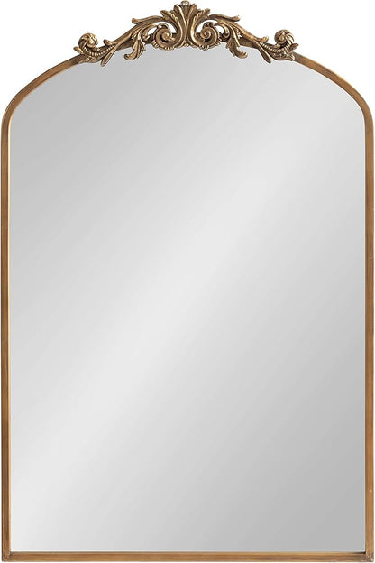 Kate and Laurel Arendahl Traditional Arch Mirror, 24 x 36, Antique Gold, Baroque Inspired Wall Decor