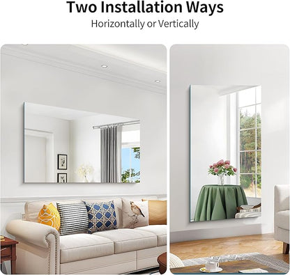 KOCUUY Large Frameless Mirror, 55x30 Inch Rectangle Bathroom Vanity Mirror for Over Sink, Upgraded Shatterproof Unframed Design for Bedroom, Living Room, Entryway