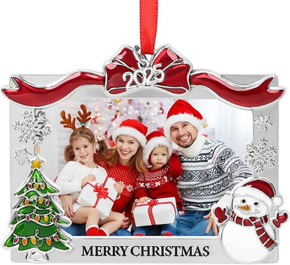 COCHIE 2025 Merry Christmas Photo Frame Ornament for Tree Stocking Hanging Decorations, Personalized Xmas Gifts, Picture Frame Christmas Keepsake (Xmas)