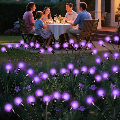 Solar Garden Lights Outdoor, 4 Pack Firefly Swaying Lights Purple, Waterproof 4 Pack 24 Heads Garden Decor for Yard Patio Pathway Lawn, Gardening Gifts for Women Christmas Decoration