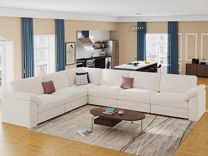 EASE MOOSE Oversized L Shape Sectional Couch,Extra Large Deep seat Gray Sectional Modular Sofa for Living Room,White