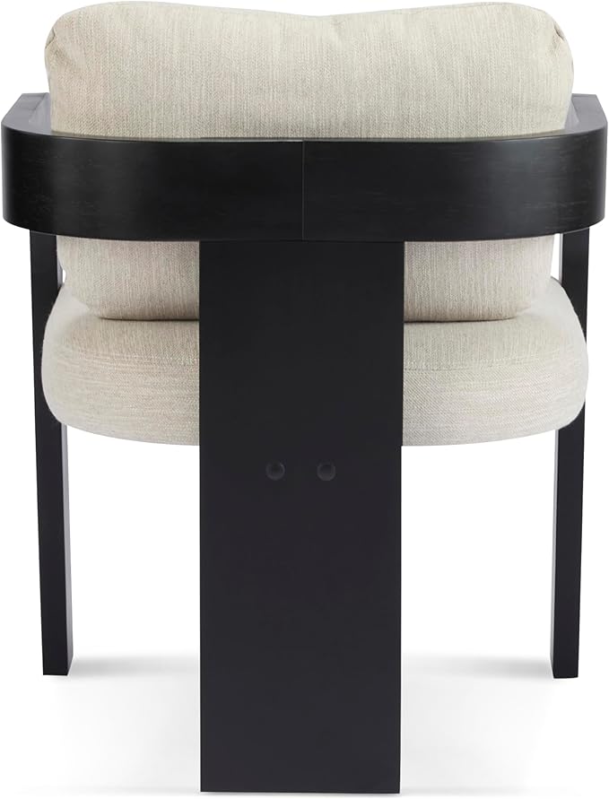 Christopher Knight Home Yorick Modern Dining Chair Set of 2 with Cushion, Solid Wood Dining Room Set, Curved Backrest Kitchen Side Chair, Living Room Comfy Extra Seat, Black+Beige