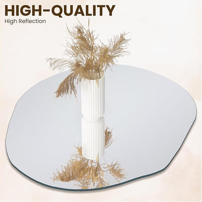 Irregular Asymmetrical Wall Mirror for Living Room Bathroom Entryway, Modern Decorative Wall Mirror Hanging (Hook Style, 24'' x 18'')