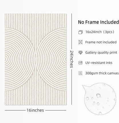 Modern Abstract Pictures Wall Art Boho Neutral Canvas Wall Art Minimalist Wall Decor Black Brown Artwork Abstract Modern Painting Prints for Living Room Bedroom 16x24 Inch Set of 3 (UNFRAMED)