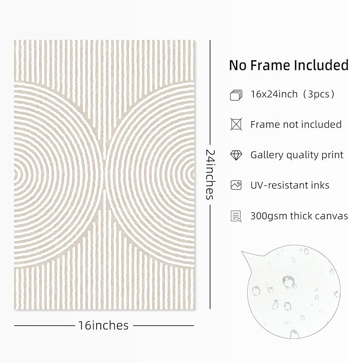 Modern Abstract Pictures Wall Art Boho Neutral Canvas Wall Art Minimalist Line Wall Decor Black Brown Artwork Abstract Modern Painting Prints for Living Room Bedroom 16x24 Inch Unframed Set of 3