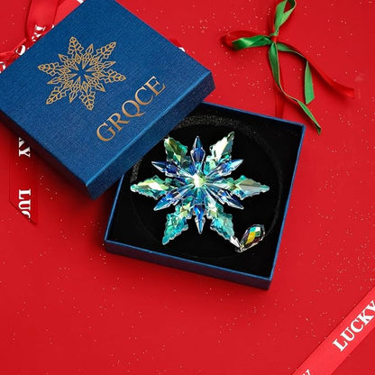 2025 Annual Christmas Ornaments Crystal Snowflake Star - Christmas Tree Ornaments Pendant Crystal Sun Catcher Home Hanging Decor (2025 Color 3-Layer)