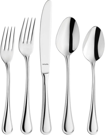 Amefa Haydn 20-piece 18/10 Stainless Steel Flatware Set, High Gloss Finish, Silverware Set Service for 4, Dishwasher Safe, Rust resistant Cutlery.