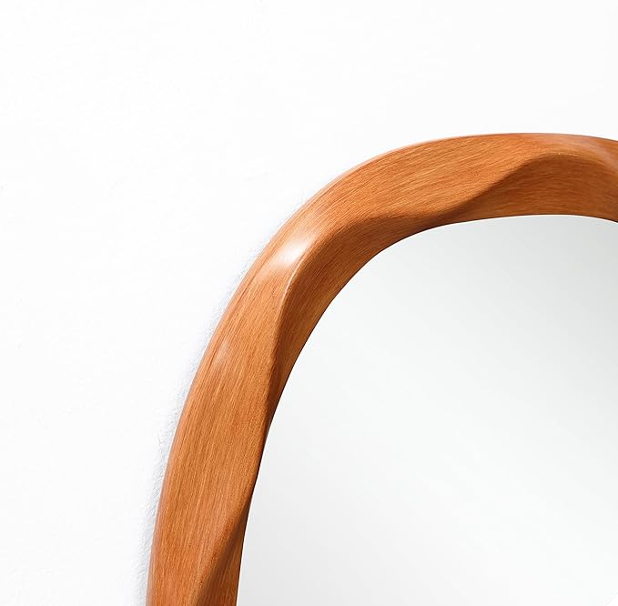 LuxenHome Irregular Wall Mirror, 31.5"x22.6" Large Asymmetrical Mirror Decorative with Dark Brown MDF Wood Frame Vanity Mirrors for Bathroom, Bedroom, Living Room, Entryway, Hanging Home Wall Decor